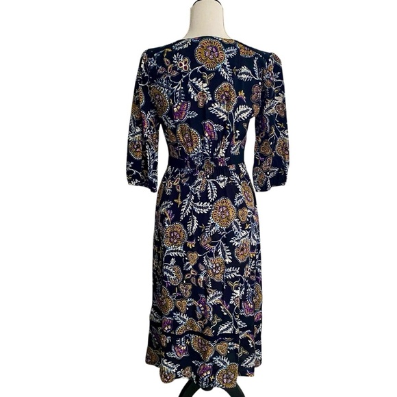 Ba&sh Vienne Black Floral Midi Dress Boho Wedding Guest US 6 - Picture 13 of 16